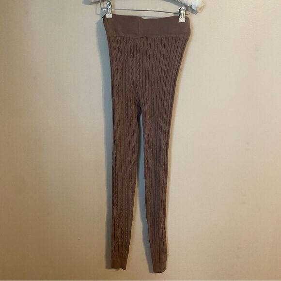 Love Tree Leggings Cable Knit Brown Tan Neutral Casual Trendy - Picture 4 of 8
